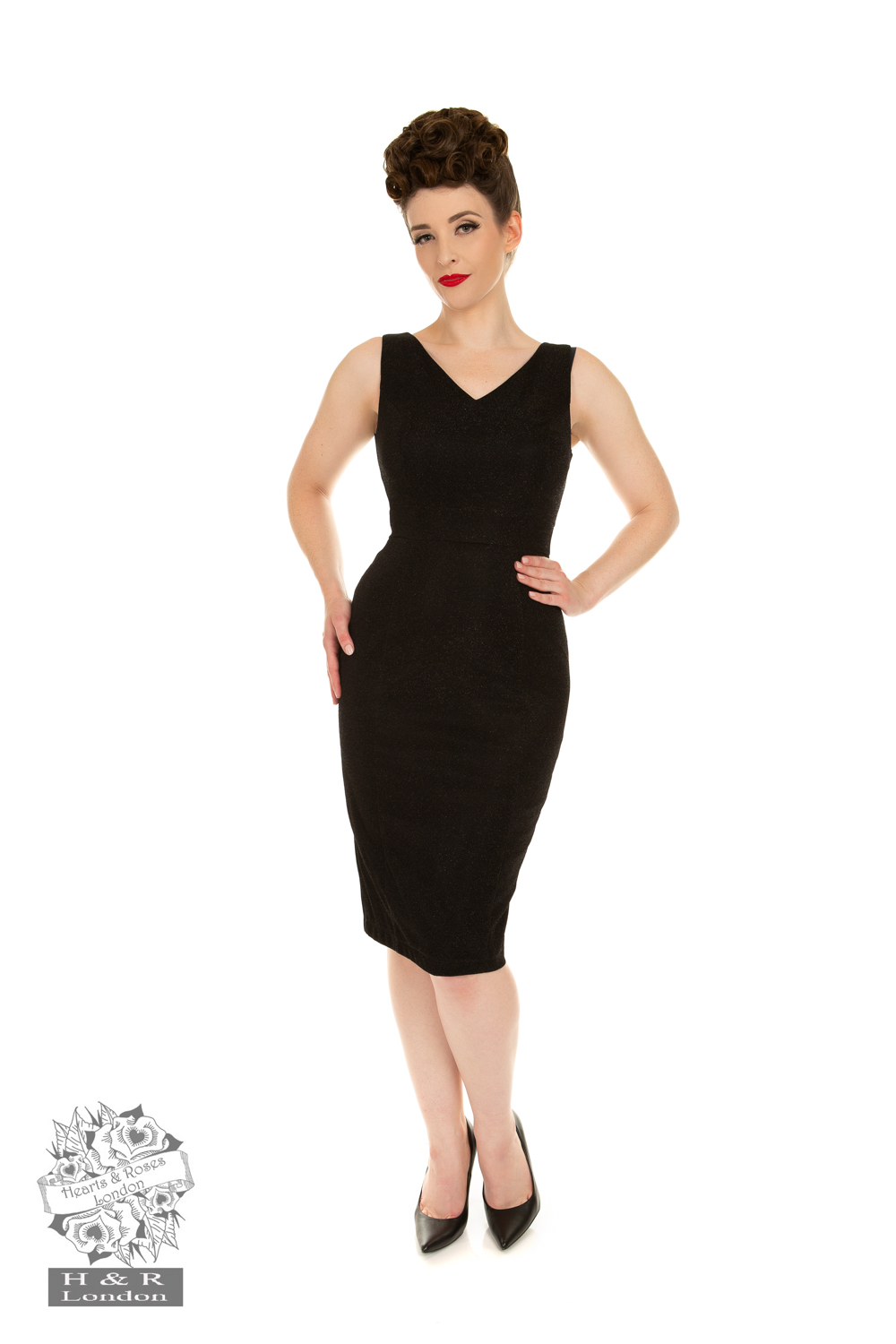 Ariel Black Sparkle Wiggle Dress